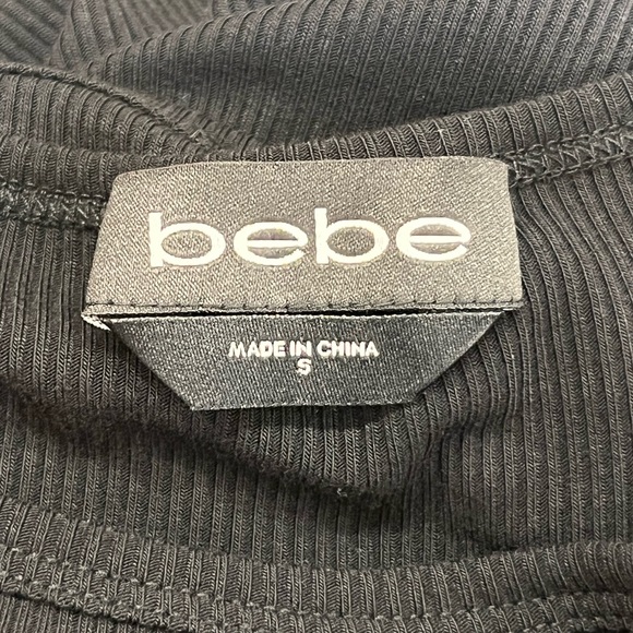 Bebe Black Cutout Rhinestone Bodycon Midi Dress Long Sleeve Size S - Picture 7 of 10